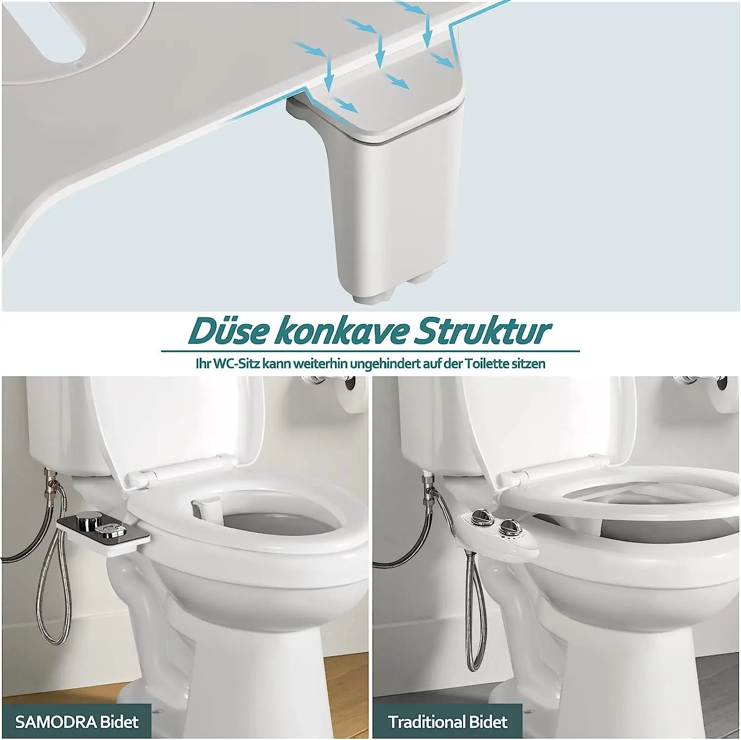 Toilet Ultra-thin Bidet non-electric Self-Cleaning Dual Bozzle Toilet Seat Accessory Cold Water Purification Basin Before and af